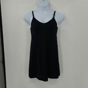 Vanity Faire Slip Dress Black Satin‎ Romantic 34 Y2K Coquette Minimalist Gothic